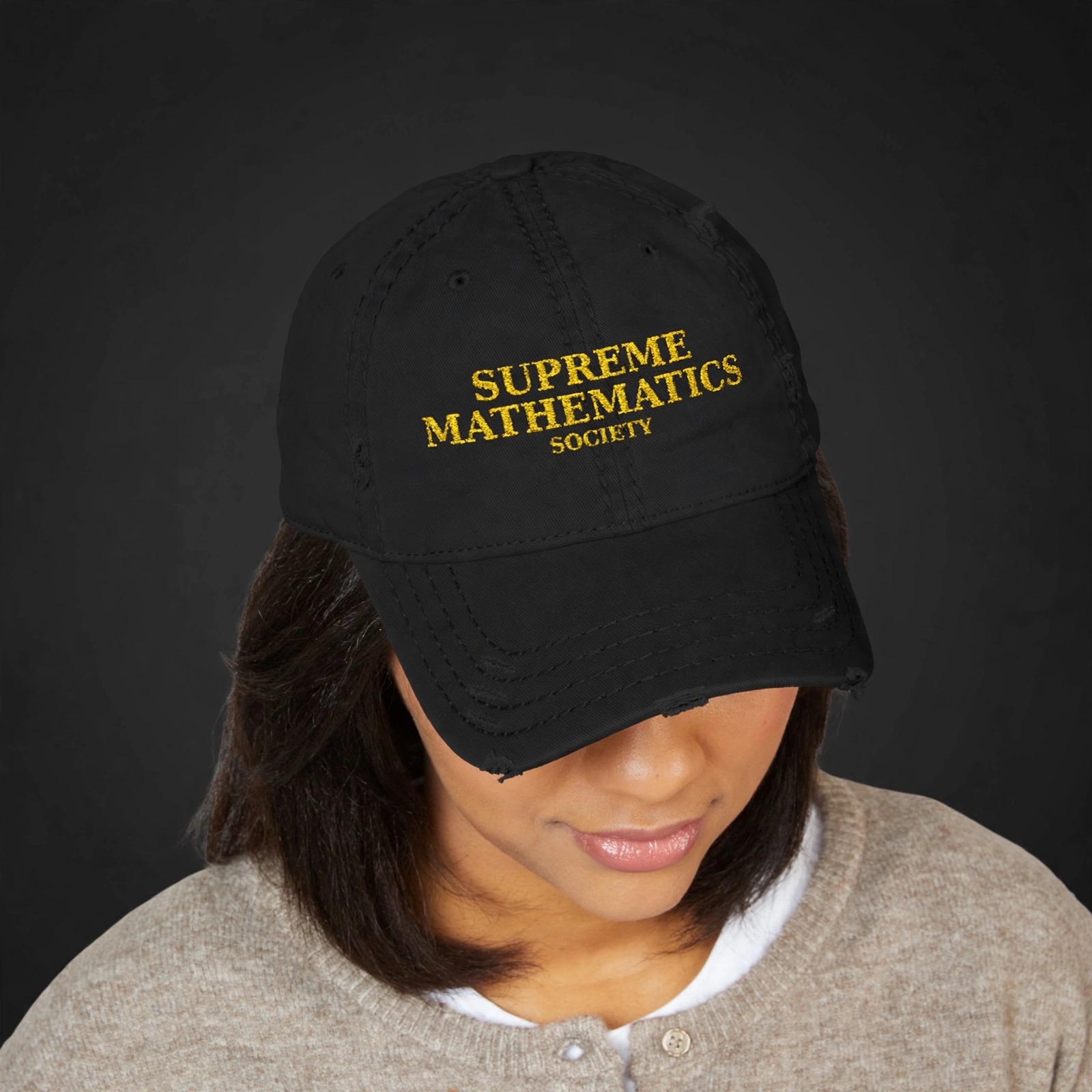 Supreme Mathematics Society Distressed Dad Cap - Angle 3